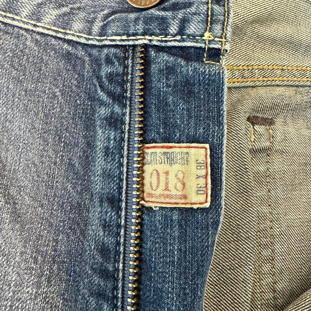 Polo Ralph Lauren 018 Slim Straight Mens 38x30 Jeans Medium Wash Starched Denim